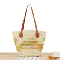 2025 nueva bolsa de mano de gran capacidad a rayas bolsa tejida a mano con textura Premium bolsa de hombro versátil para vacaciones - details 7