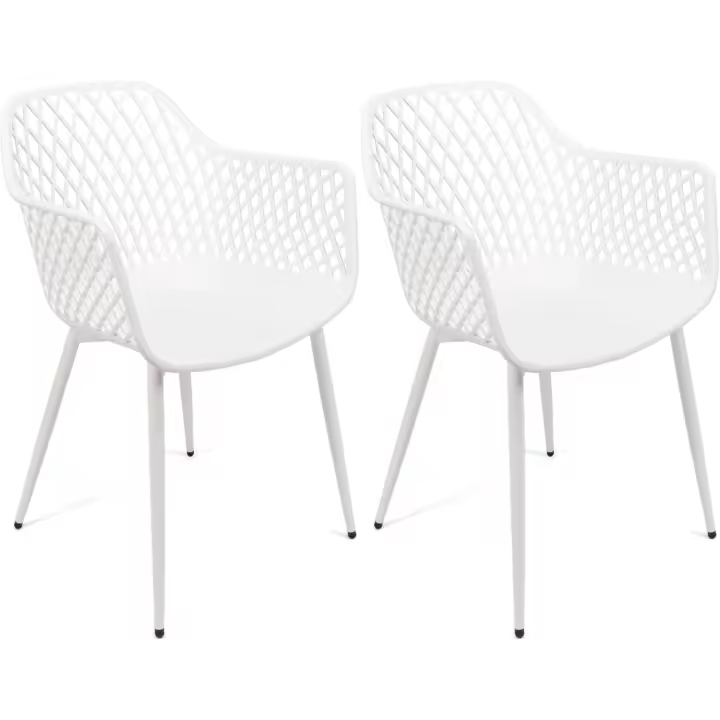2 y 4 Sillas en Polipropileno y Metal/Madera - Asiento de Diseño Ideal para Comedor y Cocina - Varios Modelos (2, Modelo 1 - Blanco) - 1