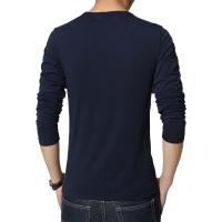 Camiseta de manga larga para hombre, camisa de cuello redondo con botones de retales, Marca novedosa de talla grande, M-5XL - details 4