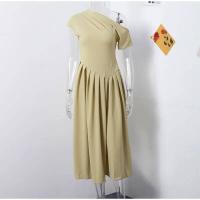 OUWU- Vestido de manga larga para mujer, elegante color sólido con abertura frontal, de moda para primavera y verano 2024 - details 4