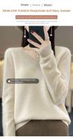 2024 100% Merino pura lana con cuello en V Otoño e Invierno suéter nuevo suéter de cachemira de las mujeres Casual de punto Top DMR201 - details 7