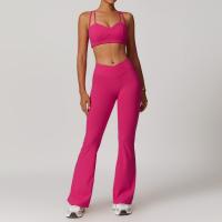Conjunto de Yoga Ajustado de Cuidado de Belleza de Espalda Cruzada Traje de Fitness de Cintura Alta y Levantamiento de Caderas Conjunto de Nylon con Sujetador y Pantalones - details 2