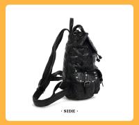Mochila con relieve de calavera Punk para mujer, morral negro gótico con remaches de Halloween, mochila de viaje de nicho - details 3