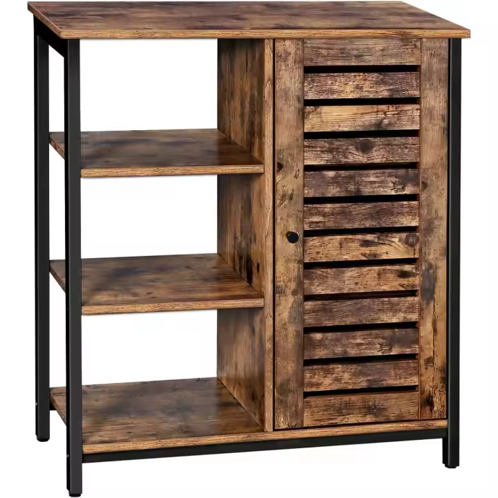 Muebles de Almacenamiento de Acero 3 Estantes y 1 Compartimento con Puerta Estilo Industrial - 1