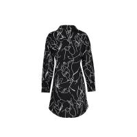 Vestido camisero de manga larga para mujer, vestidos cortos negros estampados para mujer, ropa holgada, elegante y bonita en promoción - details 1