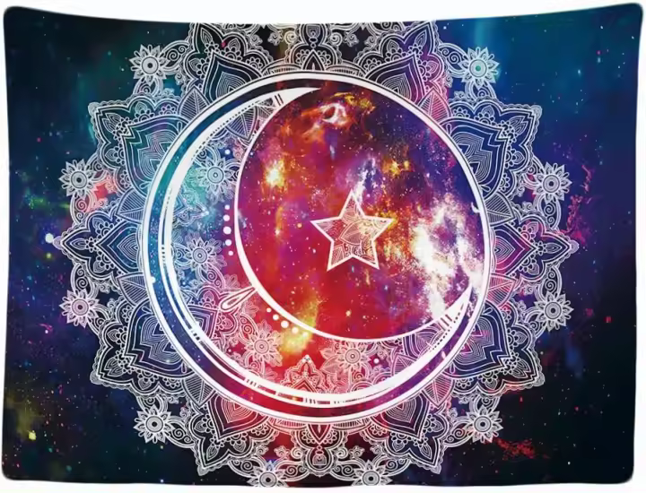 Decoración Casa - Mandala Blanco Sol y Luna Grande Murales Alfombra Tapiz Pared - Tapices Decorativo para Habitacion Dormitorio Salon - 1