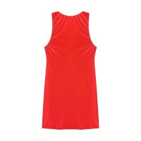 Mini calcetines sin mangas de color sólido con aceite brillante para mujer, vestido corto cansado, vestido elástico con cuello en U para fiesta - details 26