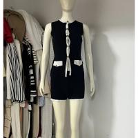Elegante Conjunto de Dos Piezas para Mujer Traje de Vacaciones de Punto Ajustado con Retazos a la Moda Top de Verano y Mini Pantalones Cortos - details 4