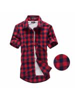 Nueva Moda de Verano 2024 Camisa A Cuadros para Hombres Estilo Rojo Y Negro Manga Corta - details 2
