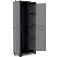Armario de estilo alto | Armario alto de almacenamiento | Resina | 2 puertas y 3 estantes regulables en altura | Color Gris/Negro | 173 x 68 x 39 cm - details 15