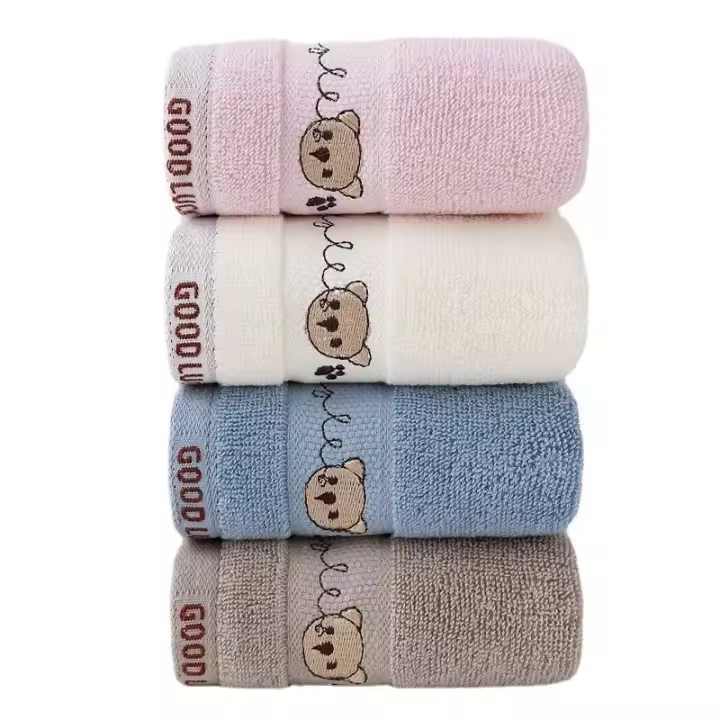 Toalla de Baño de Algodón para Bebé Pañuelo de Lavado de Cara de Oso de Dibujos Animados Suave - 1