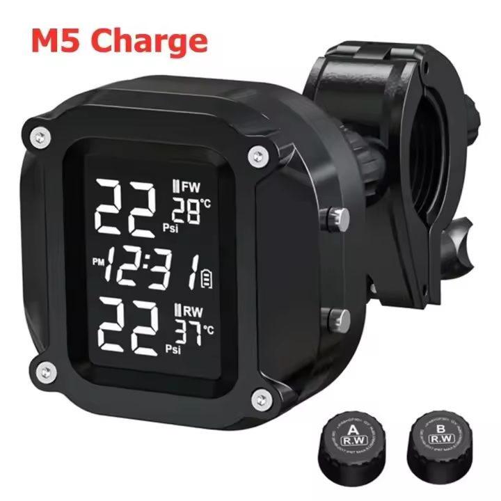 Sensores TPMS de carga Solar para motocicleta, sistema de alarma de temperatura de neumáticos para monitoreo de presión de neumáticos de motocicleta - 1