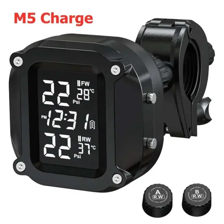 Sensores TPMS de carga Solar para motocicleta, sistema de alarma de temperatura de neumáticos para monitoreo de presión de neumáticos de motocicleta - 1