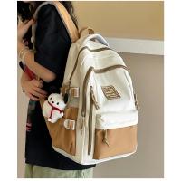 Mochila de gran capacidad femenina-japonesa color de contraste marca de moda mochila para estudiantes universitarios bolsa de viaje de ocio nueva bolsa para computadora - details 11
