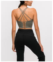 SHINBENE Sexy Strappy Wireless Sports Bra Crop Tops Women Padded Push Up Longline Gym Yoga Bras Cotton Feel Workout Brassiere - details 37