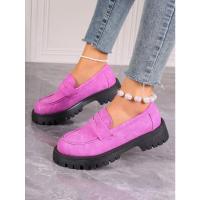 Zapatos de plataforma rosa para mujer, mocasines informales de fondo grueso, color caqui, púrpura - details 36