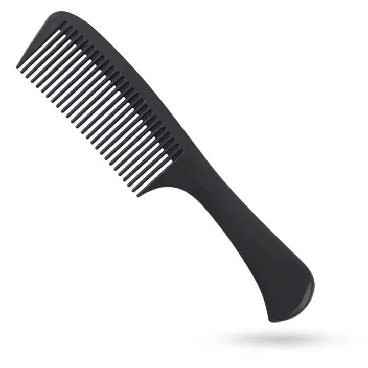 Peine desenredante grande con mango profesional, fibra de carbono, corte, peluquería, peinado, diente redondo, Barbero, cabello de viaje - 1