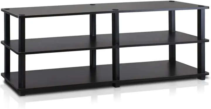 Soportes de TV sin Herramientas, Madera, Cerezo Oscuro y Negro - 1