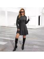 Vestidos de ganchillo para mujer, Falda corta de pastel, Vestido de punto de Color sólido, cuello redondo, estética, una pieza, promoción - details 7