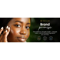 woman with smooth face, with Tree of Life's brand promise of clean, effective, attainable skincare