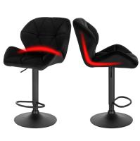 Silla de Bar de Terciopelo Ajustable con Vólante Base de Pie de Acero con Levantamiento de Gas para Desayuno y Comedor - details 9