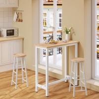 Conjunto de Mesa de Bar y 2 Taburetes, Muebles de Comedor, Mesa Alta y Taburetes de Bar, Barra Cocina y Salon, 140x40x100 cm, Metal + MDF, Roble Claro - details 49