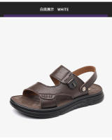 Sandalias de hombre de moda con capa superior de piel de vaca, zapatos de playa, zapatillas antideslizantes resistentes al desgaste para hombre, suela suave, zapatos para papá de mediana edad y mayor - details 7