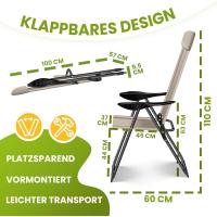 Sillas de Jardín Plegables de Aluminio con Respaldo Alto Ajustable 7 Posiciones, Apoyabrazos Transpirables, Portátiles, Silla de Camping para Jardín y Terraza - details 9