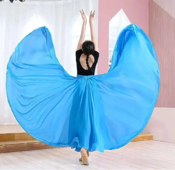 Falda lisa para mujer, danza moderna de tres hilos, tono claro oriental, 1 pieza por lote - 1