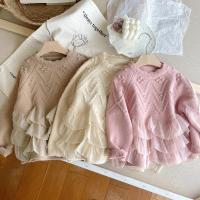 Suéter de princesa con costuras de encaje para niña, suéter grueso y cálido, jerséis de punto para otoño e invierno, 2024 - details 11
