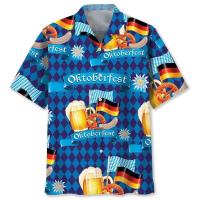 Estampado completo hawaiano para celebración de festivales, pantalones cortos de manga casual con estampado de cerveza, camisa de playa para hombre, camisa - details 4