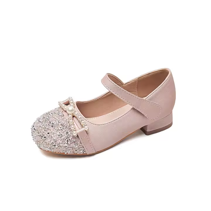 Nuevos zapatos de piel para niña con vestido zapatillas de cristal para niños de suela blanda - 1