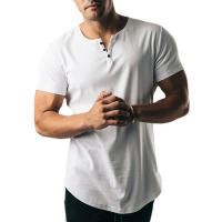 Camiseta de Fitness de Verano para Hombres Moda de Algodón Plano para Entrenar en Gimnasio - details 4