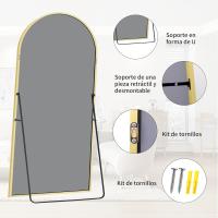 Espejo de Pie Curvado Grande Espejos de Pared con Marco de Oro Aluminio 161 x 52 cm - details 19