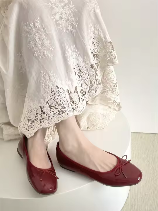 Nuevo francés de fondo plano de charol de un pedal versátil no cansado pie arco boca poco profunda zapatillas de ballet - 1