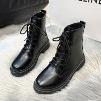 Botas Martin de tacón bajo con punta redonda para mujer, Botines de cuero con cordones delanteros, talla grande, Otoño e Invierno - details 13