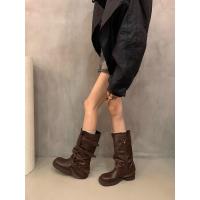Botas Retro Nicho Talón Grueso, Botas Medias y Altas, Estilo Vaquero Occidental, Botas de Caballero, Otoño Temprano, Botas de Mujer Francesa - details 22