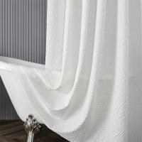 Cortina de Ducha Impermeable de Poliéster Sólido Accesorios de Baño Cortina de Ducha para Hogar sin Perforaciones - details 4
