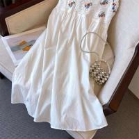 Jyccr Bohemian ral bordado corto sin mangas para mujer verano dulce crochet correa de espagueti vestido de vacaciones - details 8