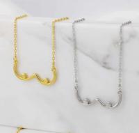 y Collar de cadena de lactancia para mujer, gargantilla con colgante con forma de onda de acero inoxidable, artística, feminista, para mujer - details 0