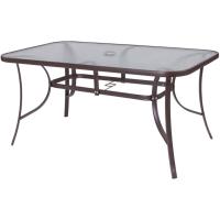 Mesa de jardín de Cristal y Acero |   De 150x90x75 cm |   Resistentes: Cristal Templado, Acero anticorrosión |   para 6 Personas |   para exterior |   Clásico - details 0