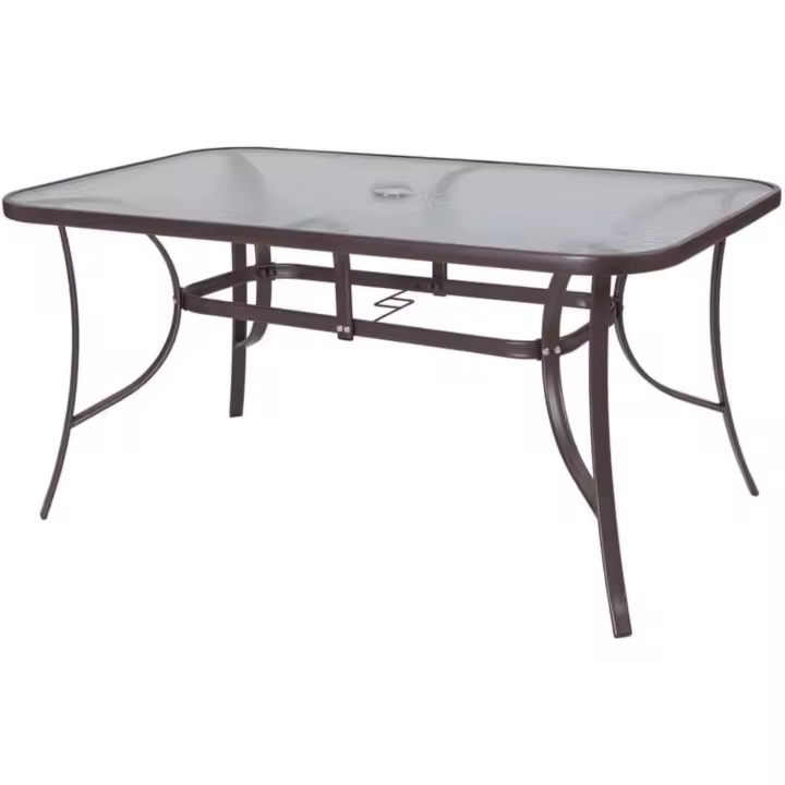 Mesa de jardín de Cristal y Acero |   De 150x90x75 cm |   Resistentes: Cristal Templado, Acero anticorrosión |   para 6 Personas |   para exterior |   Clásico - 1