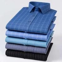 Nuevo bolsillo de negocios de manga larga de moda informal suave a rayas, camisa de oficina, ropa de hombre 4xl 5xl - details 1