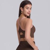 Sujetador deportivo de nailon para mujer, camiseta sin mangas de color sólido, transpirable, de secado rápido - details 8