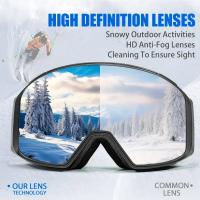 Kapvoe-Gafas de esquí con protección UV400 para hombre y mujer, lentes de snowboard, máscara deportiva de invierno, antiniebla - details 2