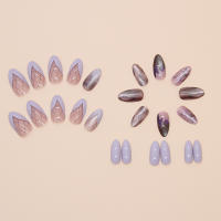Uñas Postizas De Forma Árbol De Almendra 24 Piezas Con Textura Nueva Paquete Incluye 1 Hoja De Pegamento Para Uñas Y 1 Linterna De Uñas - details 2