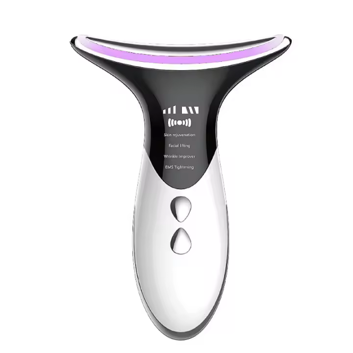 Dispositivo de belleza facial para el cuello, terapia de fotones LED de 3 colores, estiramiento de la piel, calentamiento, reductor - 1