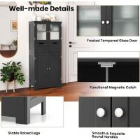 Armario Suelo de Baño, Mueble de Baño con Estantes Ajustables, Mueble de Almacenaje con Cajones y Doble Puerta, Mueble Lateral Multifuncional para Cocina (Gris) - details 11