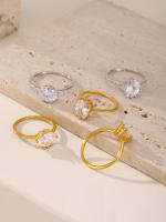 Anillo de Cristal Cuadrado en forma de ZIRCON elíptico de lujo Más ligero Joyas exquisitas para Regalos de Bodas de Novias - details 9