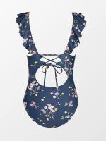 Bañador para Mujer Volante Cuello en V Fruncido Traje de Baño de Una Pieza - details 24